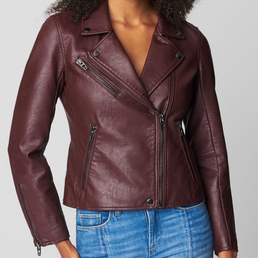 NEW Women’s Blank NYC Size Small Rum Raisin Vegan Leather Moto Jacket